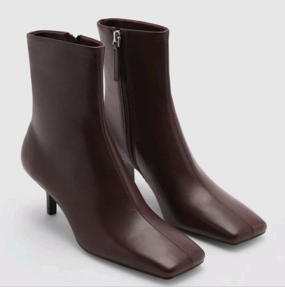 Mango 100% Goat Leather Dark Brown Booties Retail $160 US10-Weitzman-bianco-zara